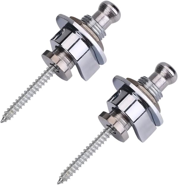 2 stk. gitarreimfester, anti-skli-knapper, reimlåser, reimholdersystem