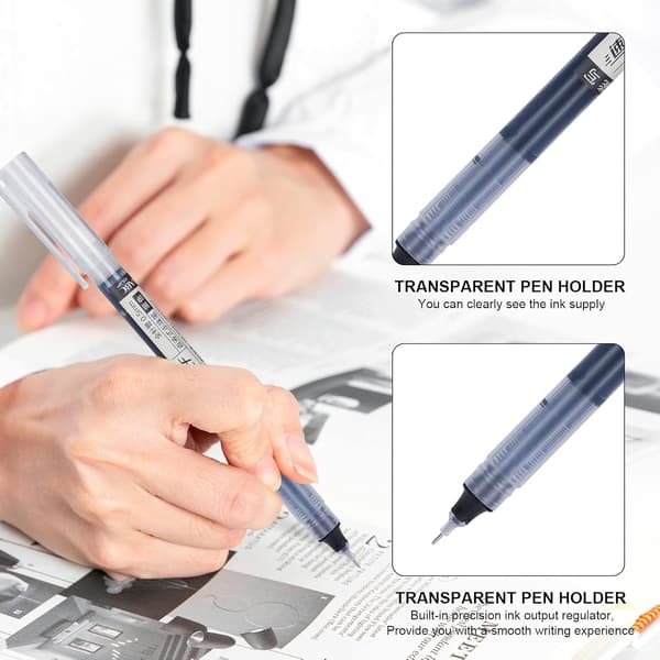 15 stk. sorte rollerball-penne, 0,5 mm fine kuglepenne med flydende blæk
