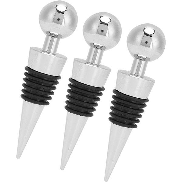 3-pack vinstoppare, silverrunda dryckesflaskestoppare, för barsemesterfest