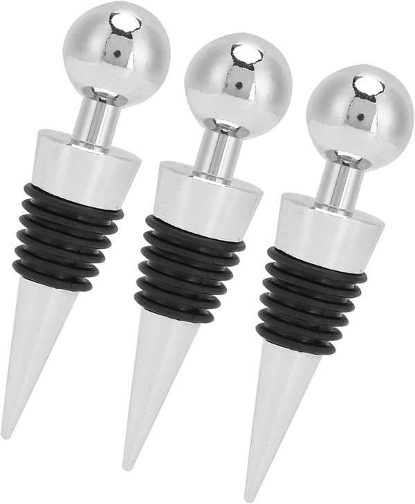 3 STK Vinflaskestopper, Sølv Rundhode Drikkeflaskestopper, for Bar Julefest