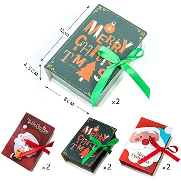 Paket med 8 julklappsaskar, små presentaskar, godisförpackningar till jul