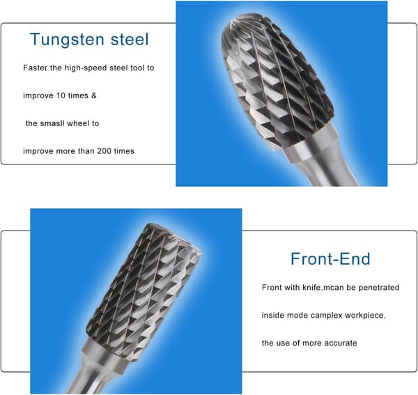 5 stk 12 mm hode wolframkarbid roterende punktbor slipesett 6 mm skaft