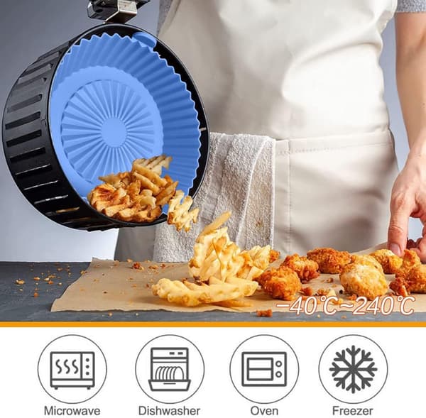 5,7 tums luftfritös silikonfoder, återanvändbara non-stick luftfritös fodermattor (grå) grey 14.5cm