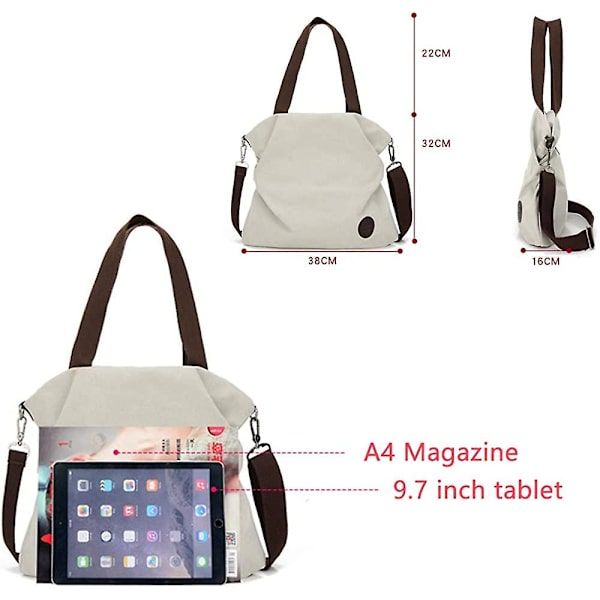 Dam Canvas Axelväska, Damhandväska Vintage Crossbody Väskor Topphandtag Shoppingväska（svart）