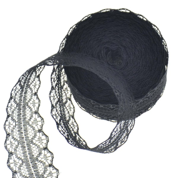10 Yard 3 Rolls Spetsband Vintage Tyg för DIY-sömnad Presenttillverkning (svart) black