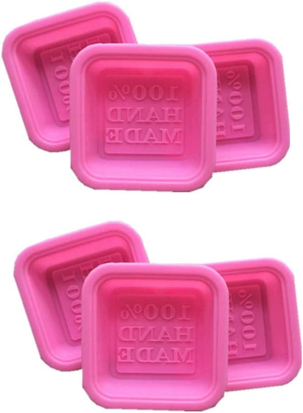 6 stk. DIY Håndlavede Firkantede Silikone Sæbeforme 100% Håndlavet (Pink)