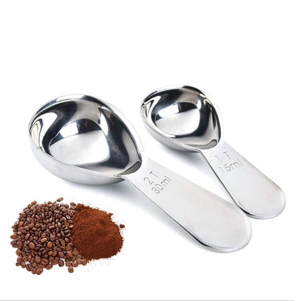 Kaffeskje-distributør i 18/8 rustfritt stål, kort håndtak (30 ml)