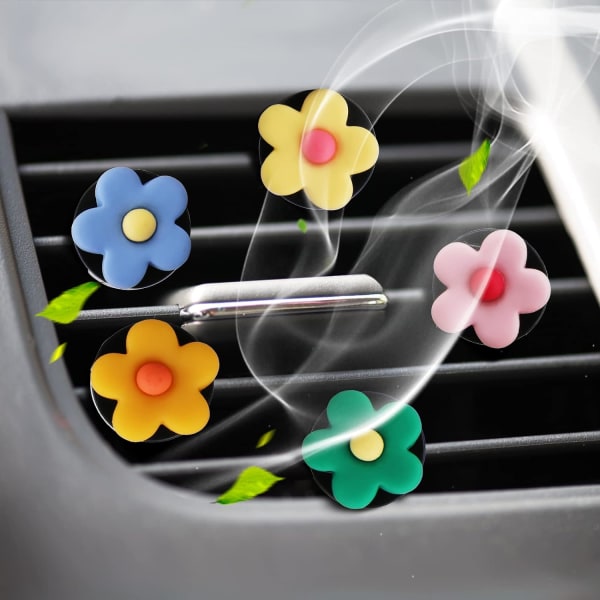 8 st blomformad dekorativ bil luftfräschare Clip Färgglad för bil heminredning (ingen doft)