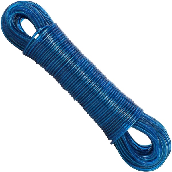 50 m tvättlina rep Tvättlinor med stark stålkärna - röta, mould och väder-blått