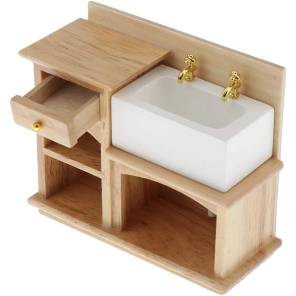 DIY 1:12 Skala Dockhus Miniatyr Möbler Badrum Kök Trä Handfat