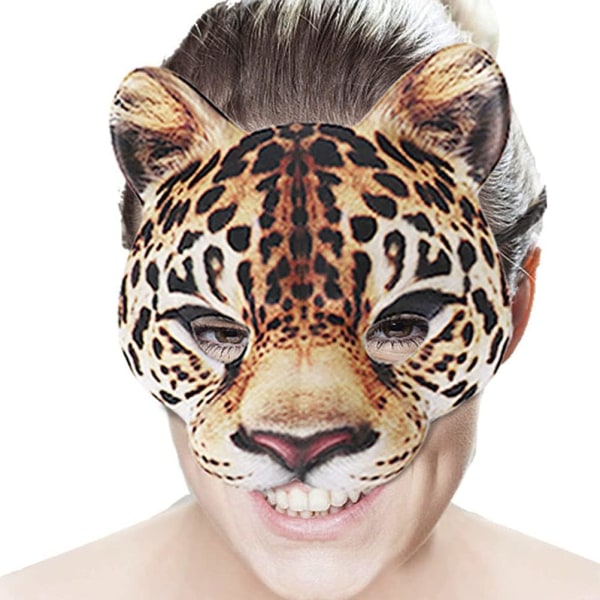 1 st Halloween Cheetah Halv Ansikts EVA Djur Mask Karneval Fest Maskerad Dekoration