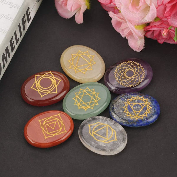 7 st chakrastenar Chakra Healing Crystals Palm Chakra Stone för spirituell läkning