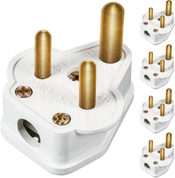 5 Amp runde stikpropper, 3-benede lysstik til scenelyslampe (hvid 5 stk.) White 5 pcs