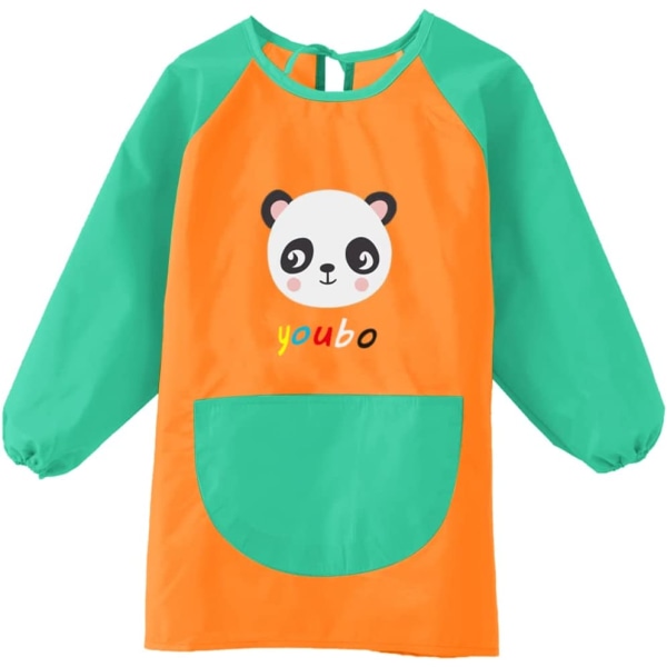 Målarförkläde för barn, 3-6 år, vattentät klänning (Panda Orange) orange
