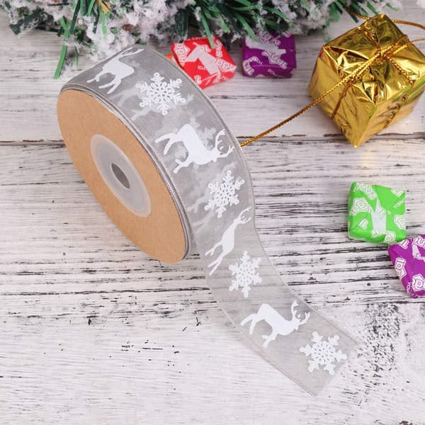 Trykt julepynt sne garnbånd gaveindpakningsbånd DIY håndværk (10M)