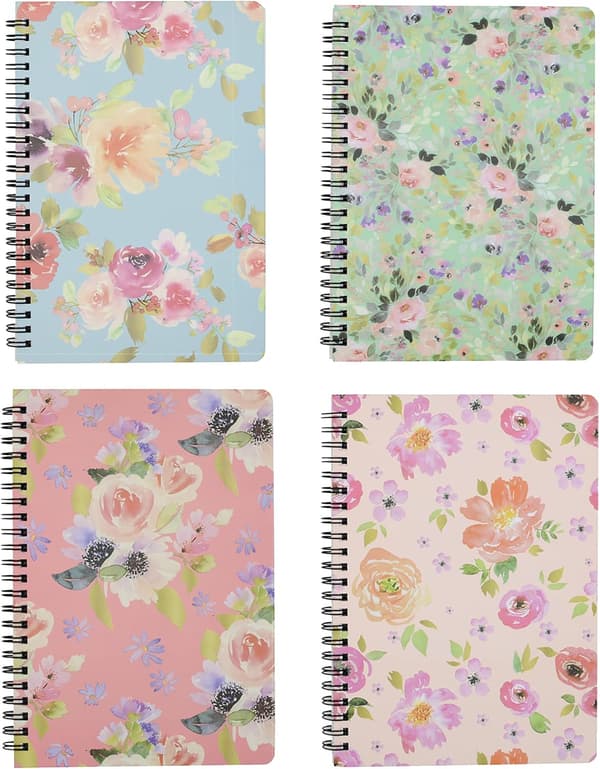 4 stykker A5 tyk blomsterdesign hardcover spiralnotesbog 160 siders notatjournal