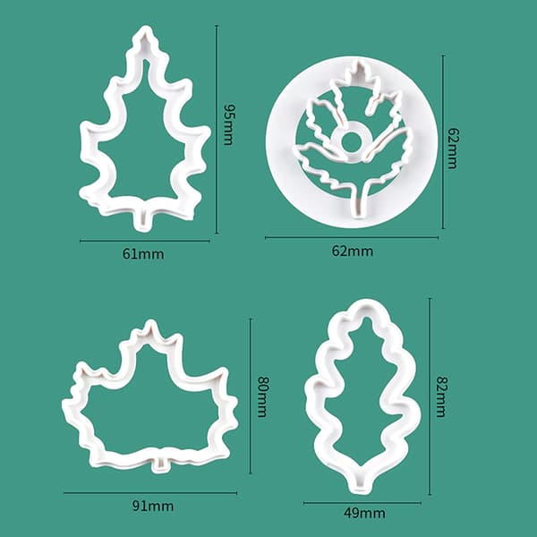 4 stk. høstblad-kakestikkersett, mini plastfondant-glasurform DIY bakeverktøy