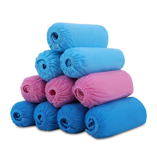 100 st engångsöverskor i non-woven-tyg, andningsbara, dammtäta, halkfria (ljusblå) light blue