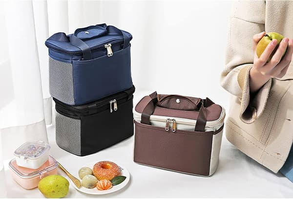 6L fortykket sort genanvendelig isoleret madpose til studerende, rejsepicnic (lille, kaffe) Coffee s