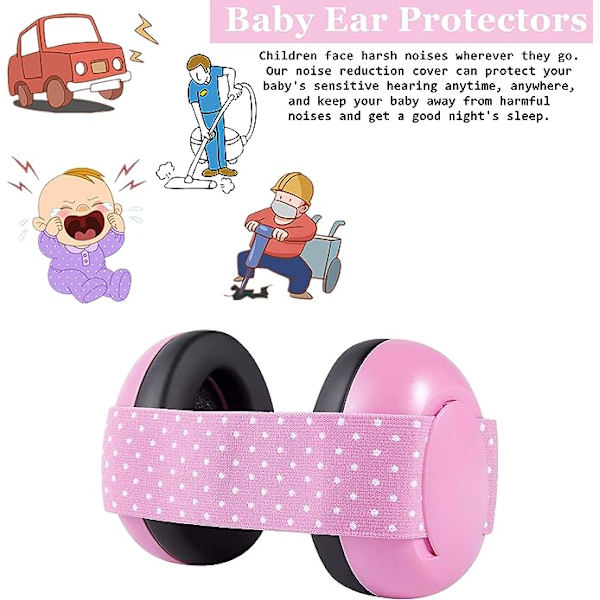 Säkerhetshörlurar för sömn, hopfällbart hörselskydd för brusreducering för barn 0-3 år (rosa) Pink