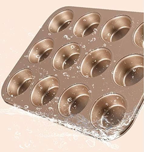 2 stk. bageplade til muffins, non-stick belagt, kulstofstål - guld Gold