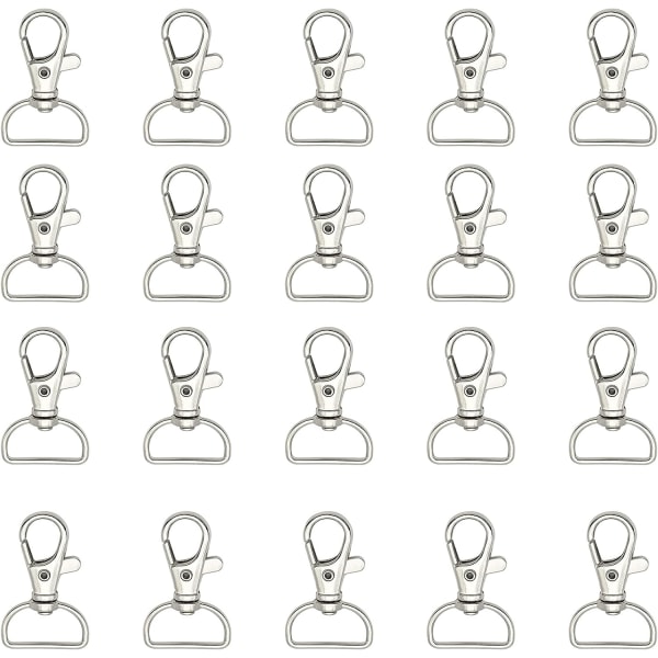 20 stycken DIY handroterande nyckelring D-ring prydnadstillbehör (silver)