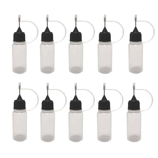 12 stk. plastikflaske med klemmespids, 10 ml sprøjte, blød hætteglas (sort) Black