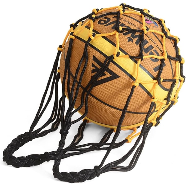Bärbart bollnät 1 boll, bollnät Basketfotbollsnätväska Stadium och strand (blå-gul och svart-gul)