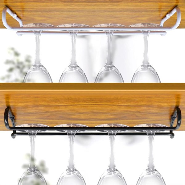 Vinglas hållare, glas hållare hängande används i baren, 25 x 9 x 3 cm, 2 stycken (vit) White