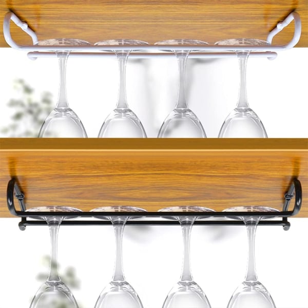 Vinglashållare, glashållare hängande använd i baren, 25 x 9 x 3 cm, 2 stycken (vit) White