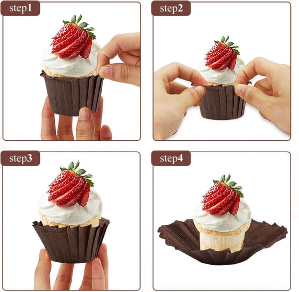 100 st Standard oljebeständiga pappersbakformar för muffins och cupcakes (bruna)