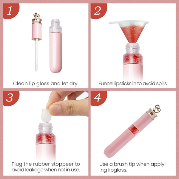 12-pack 6 ml rosa påfyllningsbara flaskor behållare prover läppglansrör
