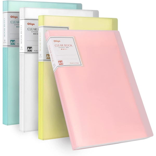 A4-presentationsmapp med transparenta fickor 30 fickmappar 4 stycken