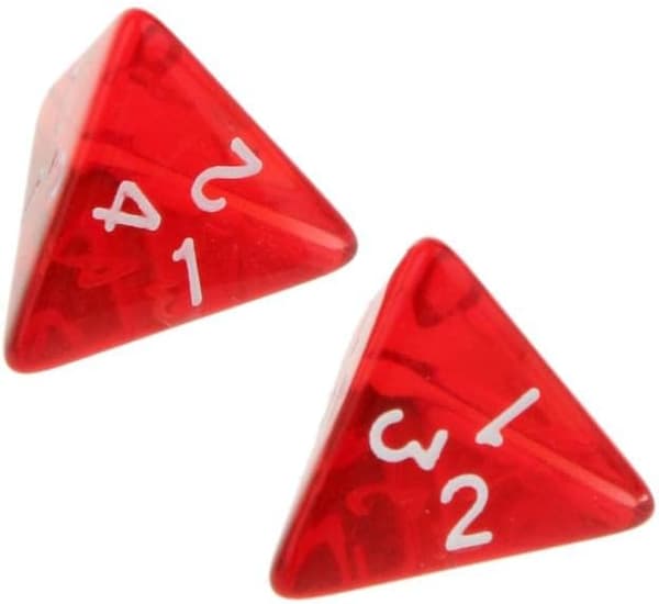 Røde akryl polyhedrale D&D terninger, 4-sidede D4 RPG rollespil terninger, 65 stk.
