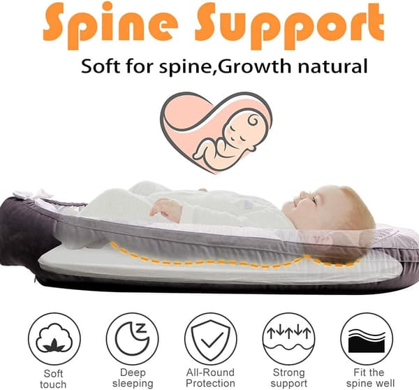 Babynest Blød Åndbar Babyseng Perfekt som Nyfødtgave (grå) color 1