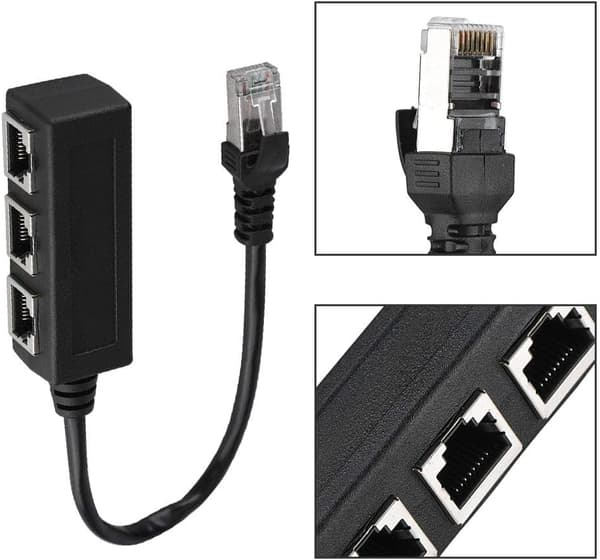 RJ45 Ethernet netværksadapter, RJ45 netværks-ethernetkabel 1 til 3 LAN netværksstiksplitter