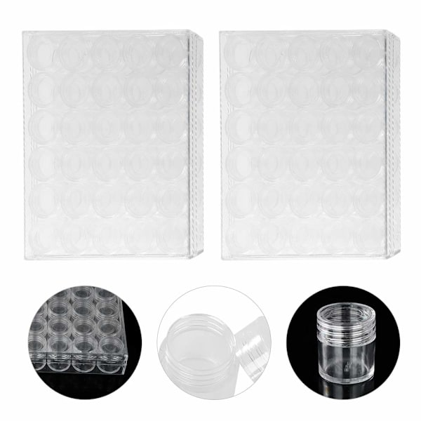 Akrylbehållare 30 små runda transparenta pärlförvaringsburkar 2-pack