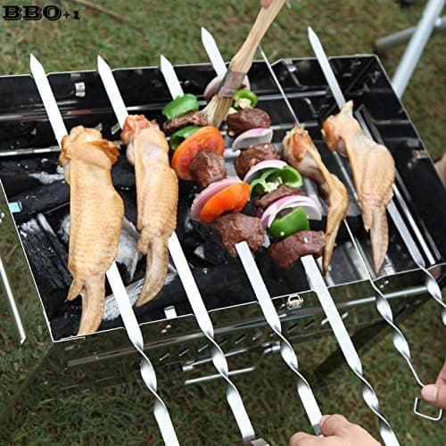 Metallspyd 10 stk 14\", flate spyd til grilling, BBQ grillspyd