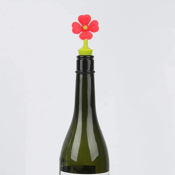 4 stykker blomstervinflaskepropper, genanvendelige silikonevinpropper flaskeforseglinger