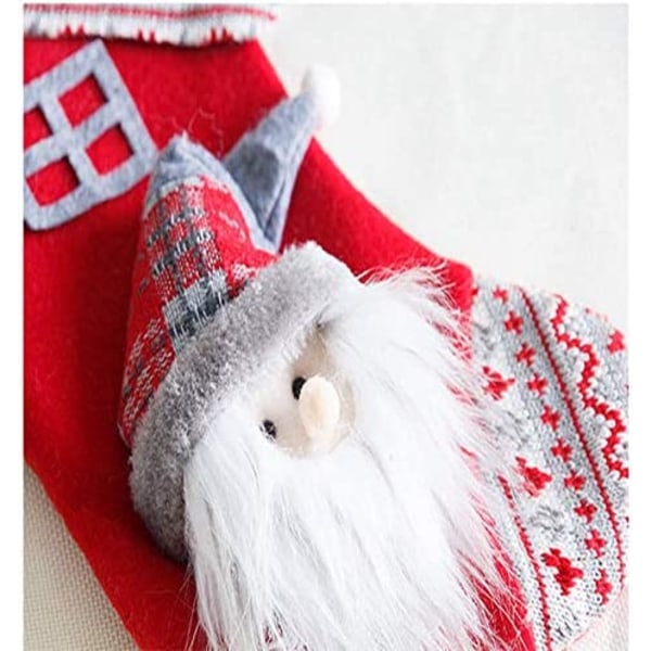2 st julstrumpor hus jultomte snögubbe hängande presentpåse hängande prydnad för julgran