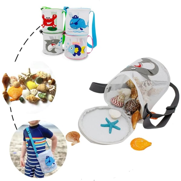 Mesh , söta djurmönster, förvaringsväska för strandleksak, vattenleksak, ryggsäcksväska för barn（stil 3） color 3