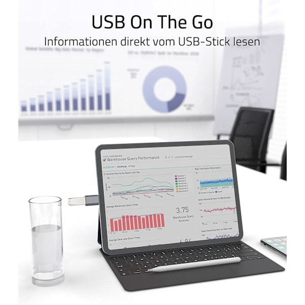 USB C-adapter till USB 3.0 10 Gbps otg-adapter dataöverföringsladdningsadapter (2 st) black