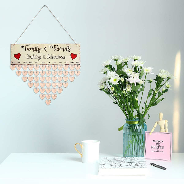 50 st hjärtformade träskivor med 50 järnöglor set DIY födelsedagspåminnelse