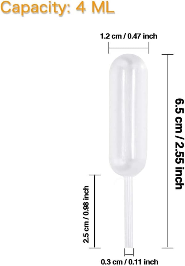4 ml plastklemmerør, engangs væskedrypper, syltetøystrå, pakke med 100