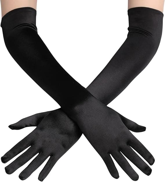 Aftenhandske damehandske lang satin gant bryllup satin kjole tilbehør til aften elastisk størrelse 52 (sort) black
