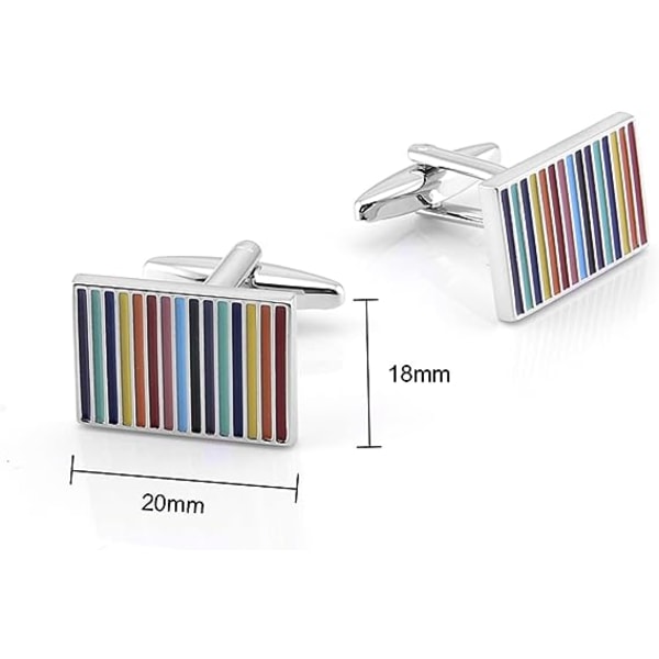 Rainbow Stripes Manschettknappar för män rektangelpar män manschettknappar för affärsbröllop dagliga skjortor
