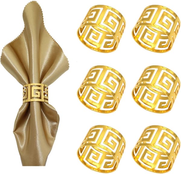 Borddekorationer Hule Vævede Servietringe (Guld) 6 stk.