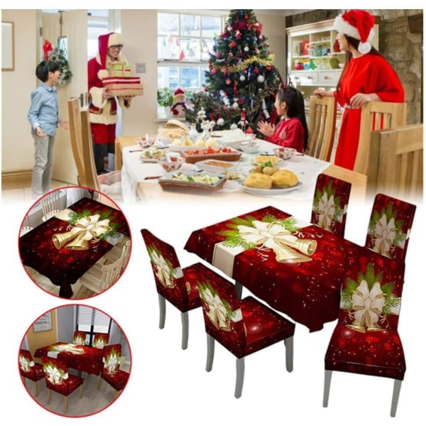 Julduk med klocktryck - bordsduk för juldekoration i köket 140*210cm