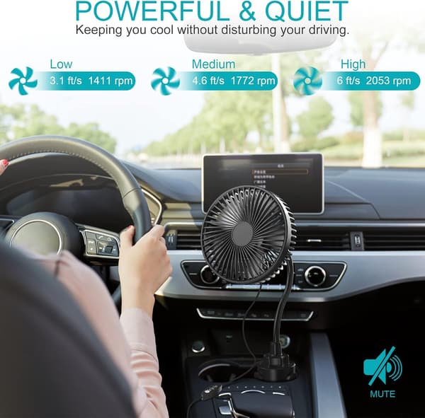 6\" Slank Luftcirkulationskøleventilator 360° Bil Sammenfoldelig Elektrisk Ventilator USB-drevet