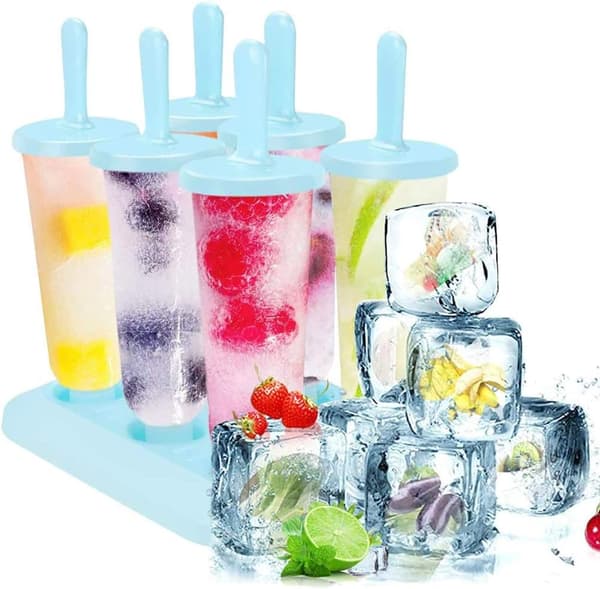 1 stk. 6-cellers plastik rund form ispindeforme genanvendelige DIY isforme (blå)